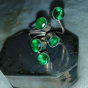 Green quartz 925 Sterling silver wrap ring